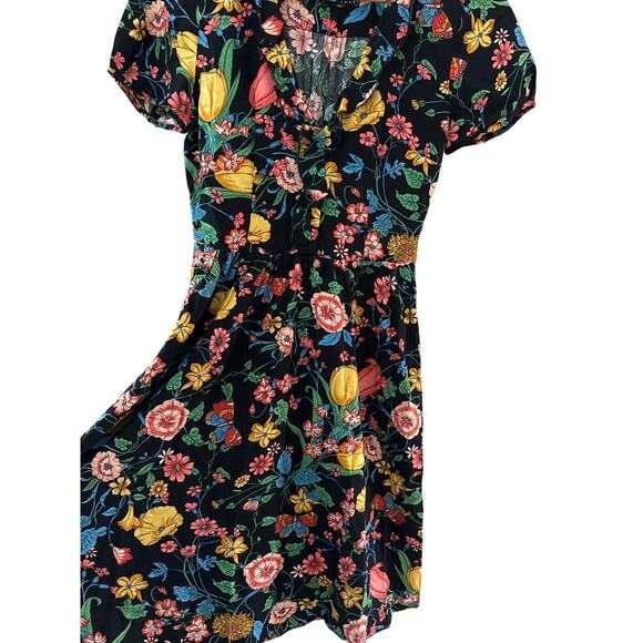 Anthropologie Maeve Bloedel Floral Mini Dress Black Size 0 - Picture 9 of 13